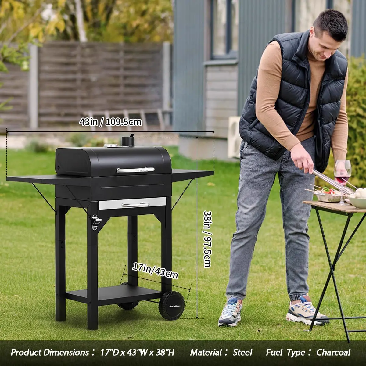 Grătar cu cărbuni MASTERCOOK — imaginea 3